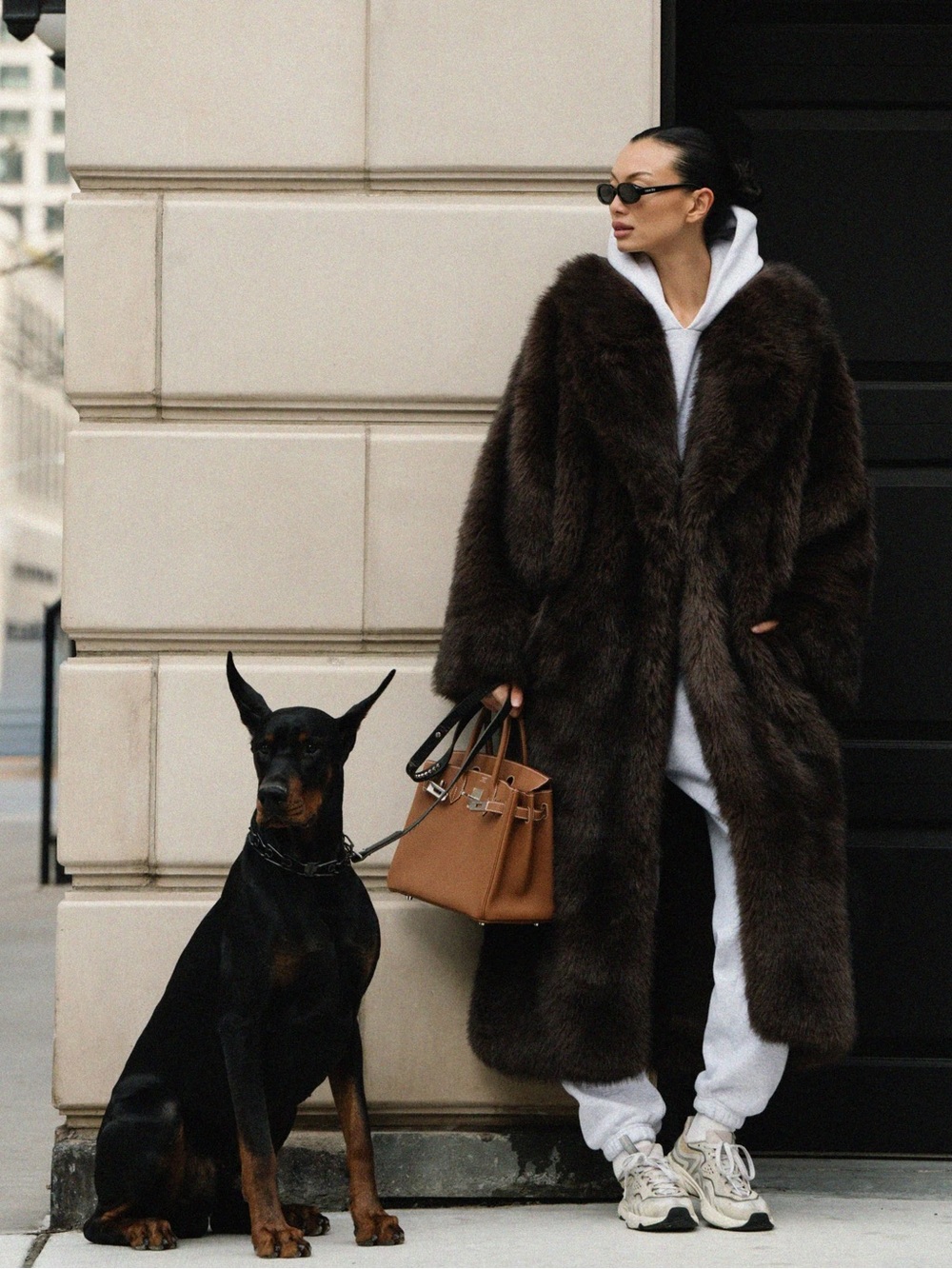 WeWoreWhat Long Faux Fur Jacket | Dark Brown